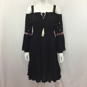 Bila Boho Style Black Strap/Off The Shoulder Dress